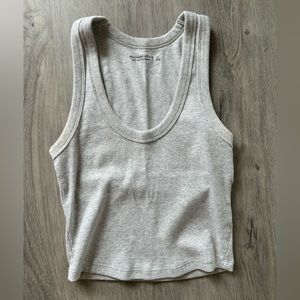abercrombie soft af essentials ribbed scoop neck tank  top -grey- size small